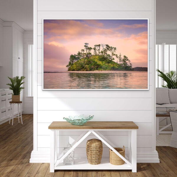 Photo of Beehive Island in New Zealand in a beach house