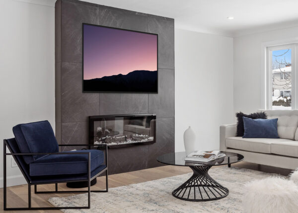 Mountain photography in living room